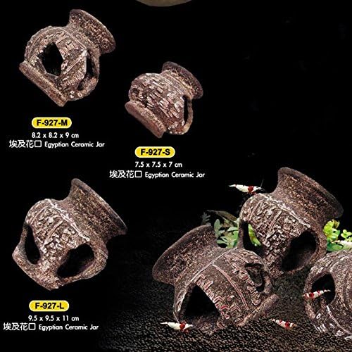 Cocas Egyptian Vase F-927 Resin Aquarium Fish Tank Decoration Cichlid Stone Hiding Cave - (Color:, Size: L)