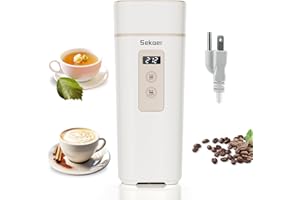 Sekaer Travel Portable Electric Kettle, Small Mini Tea Hot Water Boiler, 450mL & 500W, with 6 Variable Presets and 304 Stainless Steel, SKE-845W