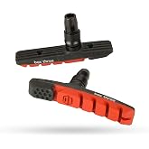 Box Three 70 Millimeters BMX Brake Pads Matte Black w/Pad Printing Body, Dual Compound Rubber Pad &amp; Pivoting Posts | Red