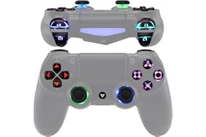 eXtremeRate Multi-Colors Luminated D-pad Thumbstick L1 R1 R2 L2 Home Face Buttons DTFS (DTF 2.0) LED Kit for PS4 CUH-ZCT2 Con