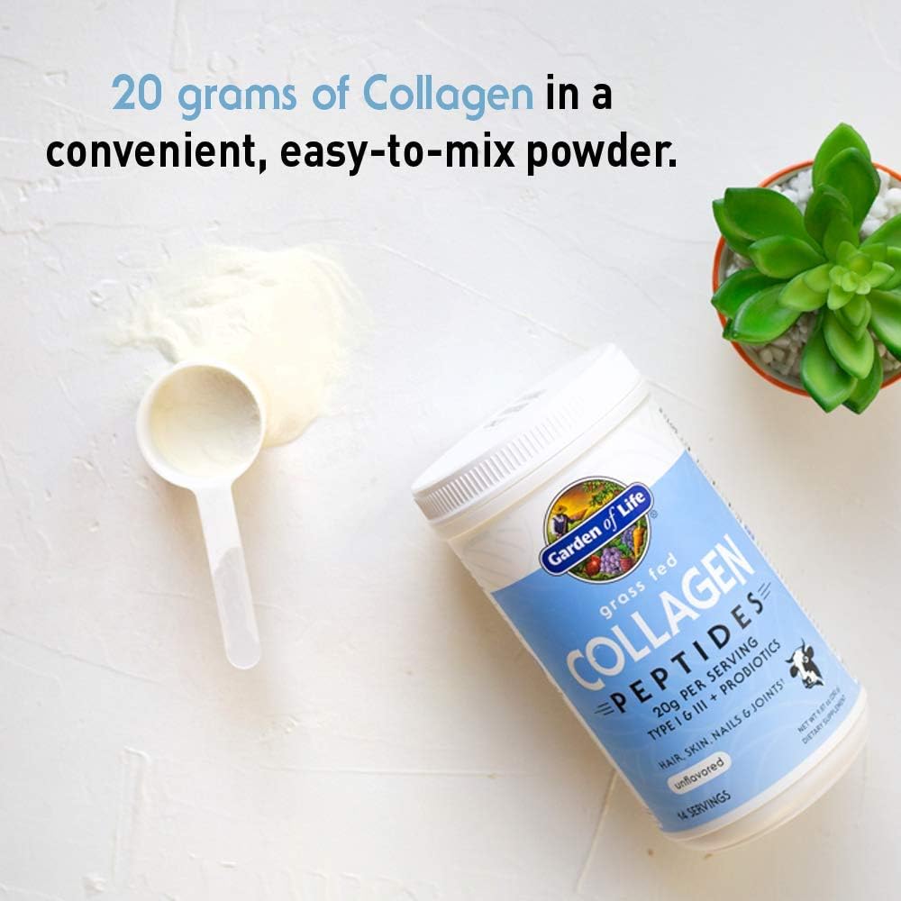 Garden of Life Grass Fed Collagen Peptides Powder - Unflavored, 14 Servings - Collagen Powder For Women Men Hair Skin Nails Joints, Collagen Protein Powder, Collagen Supplements, Hydrolyzed Keto: Health & Personal Care