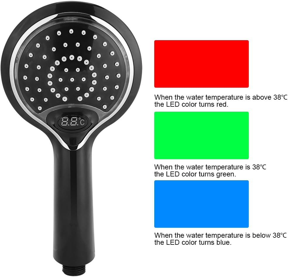 LED Handheld Shower Head Temperature Control 3 Color Changing Bathroom