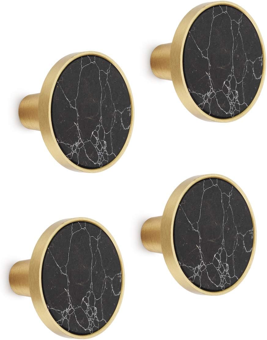 4PCS Brass Kitchen Cabinet Drawer Knobs Cupboard Pull Handle Hardware Wall Mounted Coat Hook 32mm Black