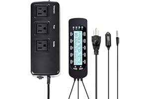 REPTI ZOO REPTIZOO Digital Thermometer Hygrometer Temperature Controller for Reptile Tank Water Terrarium, Waterproof Reptile Timer with Thermostat Controller Lighting Timer (THC15)