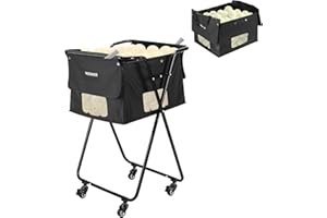 NEEWER Tennis Ball Hopper, Pickleball Retriever Collector Basket Cart Holder Tennis Court Equipment Accessory for Training Te