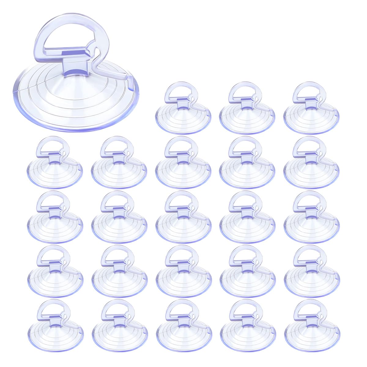 Photo 1 of 24PCS Car Glass Windshield Sunshade Suction Cups, PVC Sucker Car Window Shade Suction Cups, Pull Ring Sun Visor Suction Cup Hooks, Mini Adsorption Holder for Car Kitchen Bathroom Office (Transparent)