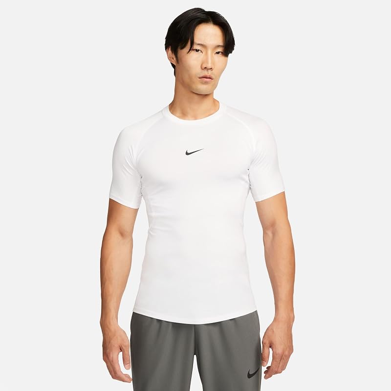 Men's Shirt M NP DF Tight Top SS, White/Black, FB7932-100, XL — photo 2 sur 6