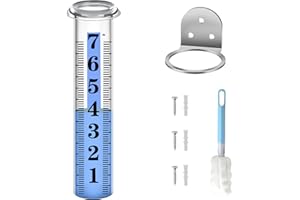 HQCONTL Accurate Rain Gauge Outdoor,7" Rain Gauges Outdoors Best Rated with Stainless Steel Rack Holder, Thickened Plastic Large Precise rain Measure Guage for Yard Fence Garden Lawn