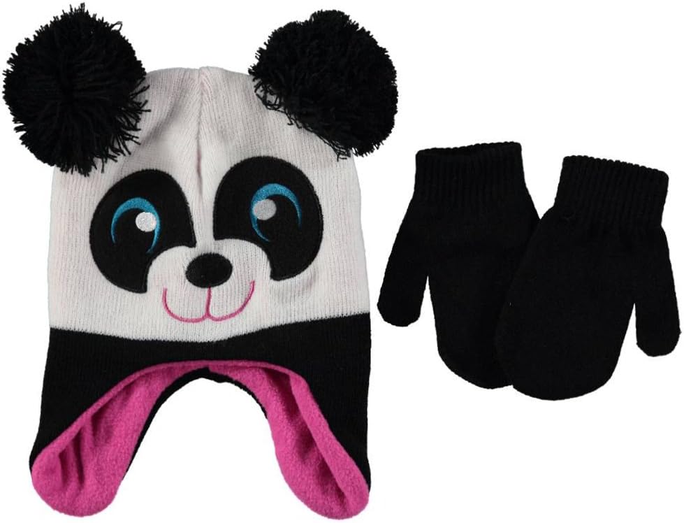 Critter Collection"Panda" Beanie & Mittens Set - white, one size