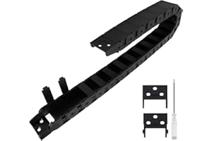 LMioEtool R38 18mm x 37mm(Inner H x Inner W) Black Plastic Cable Wire Carrier Drag Chain 1M Length for CNC, with End Connectors - Semi Enclosed Type (Inner Side openable)