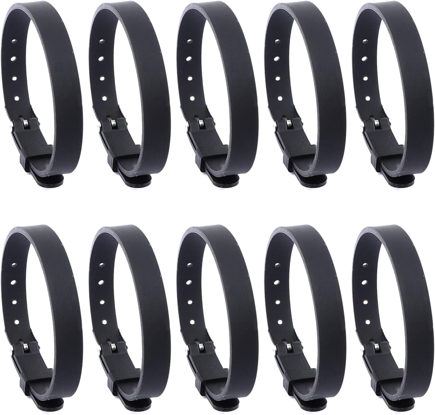 AUEAR, 10 Pack Black 8mm Adjustable Silicone Wristbands Slide Wristband Bracelets for DIY Jewelry Making Charms