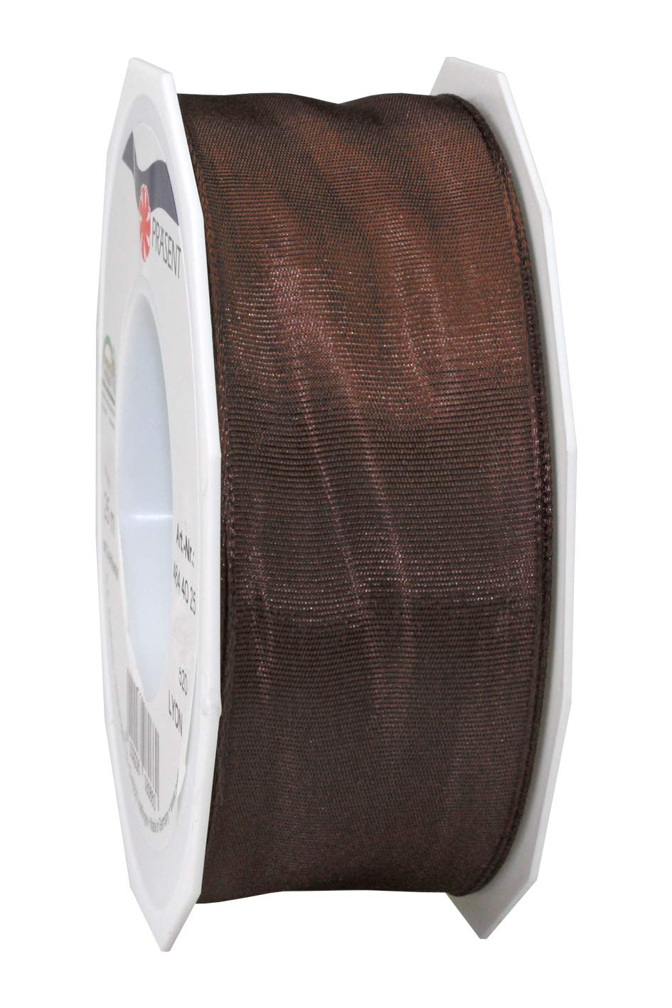 Präsent - Lyon Wired Taffeta Ribbon Ebony 40 mm Width, 25 m Length