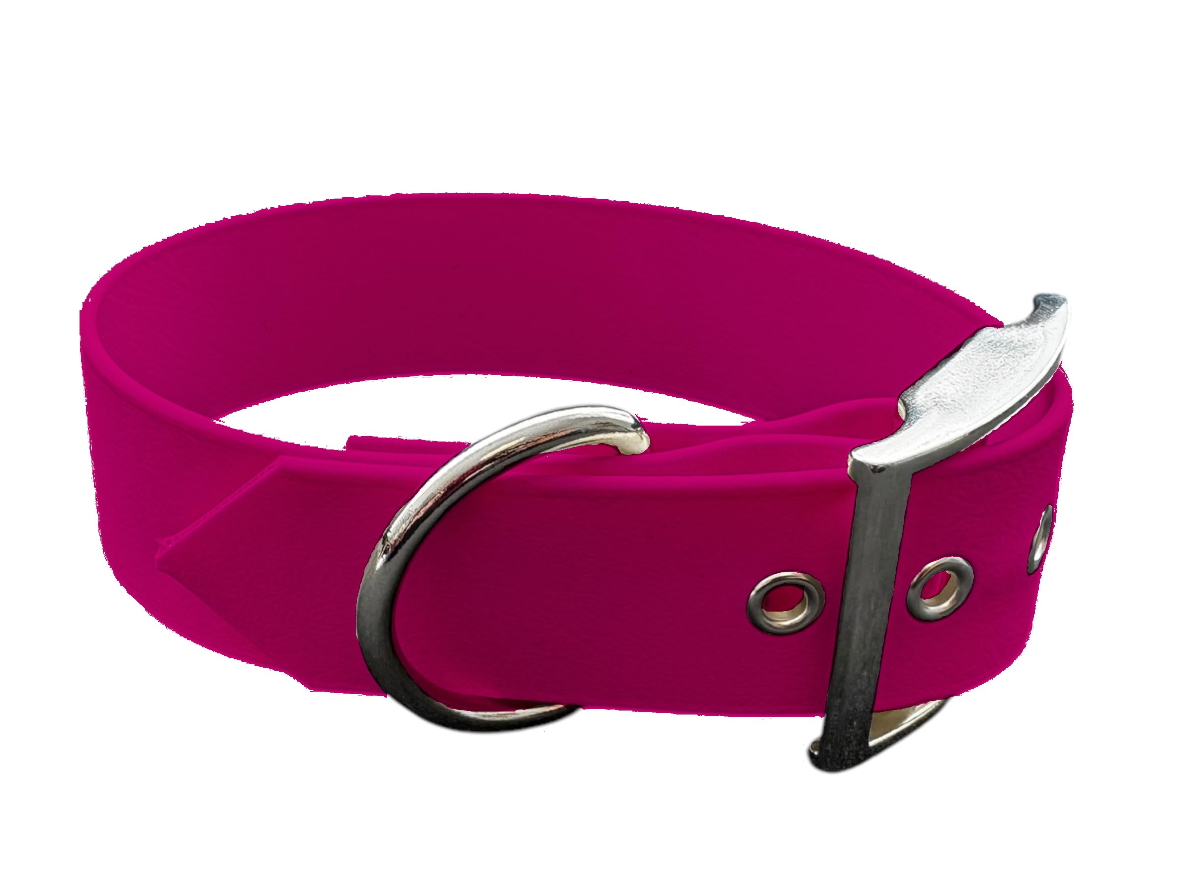 L'Atelier du Fourmilier Collar made of BioThane material, wide in choice of colours (neck circumference: 45-55 cm, raspberry) — image 1