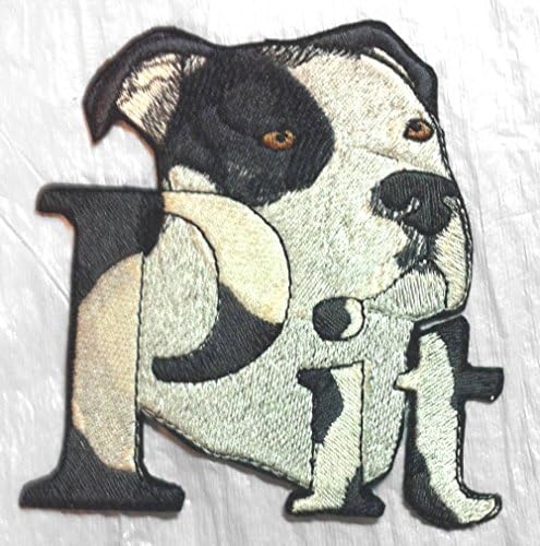 Awsome Pit Bull Dog Iron on Embroidered Patch Applique 3.7" x 3.5"