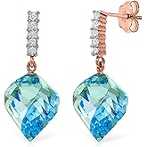 Galaxy Gold GG 14k Solid Gold Chandeliers Earrings with Diamonds and Briolette Twisted Blue Topazes