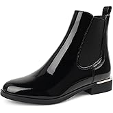 Viapipa Stylish Women's Waterproof Chelsea Boots - Round Toe, Anti-Slip Rubber Sole, Black Leather Business Casual Ankle Booties