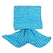 Mermaid Tail Blanket Crochet Mermaid Blanket for Adult and Kids, All Seasons Sleeping Blankets, Warm Soft Living Room Sleeping Bag,Birthday (Adult, Blue#)