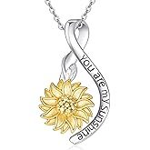 Zhi Kexin Daisy Sunflower Pendant Necklace for Women 925 Sterling Silver You Are My Sunshine Flower Necklaces Anniversary Christmas Birthday Jewelry Gifts for Mom Wife Daughter Her