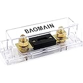 Baomain 1-Pack 400A ANL Fuse Holder Kit with Fuse - Gold-Plated Terminals, for Car Audio, Amplifiers, 12V/24V DC Systems, Com