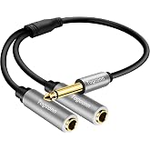 Togconn 1/4 inch TS Mono Splitter Y Adapter, 6.35mm Mono Male to Dual 6.35 mm TS Mono Female Jack, Quarter inch Audio Speaker Splitter Converter Cable 1 Feet, Gold Plated Connectors