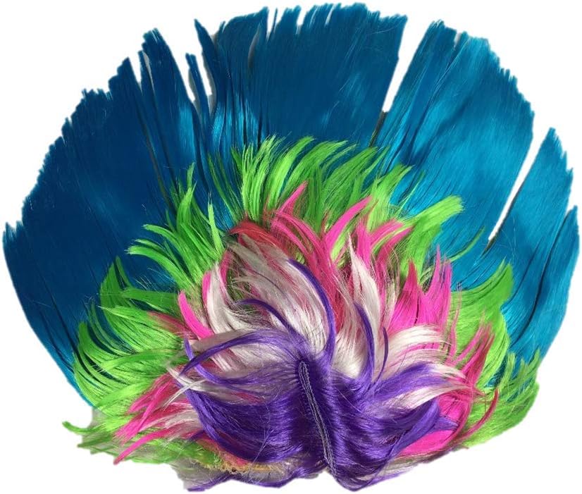 Rooster Wig Punk Rocker Unisex Mohican Mohawk Wigs (Rainbow Blue 1), Multicolour