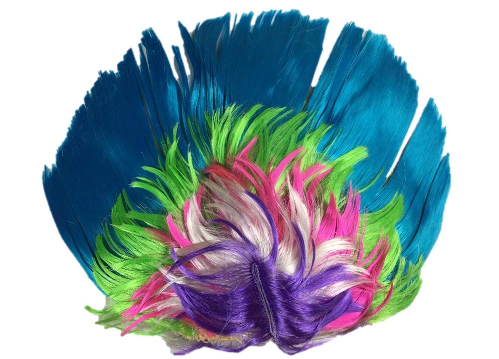 Rooster Wig Punk Rocker Unisex Mohican Mohawk Wigs (Rainbow Blue 1)