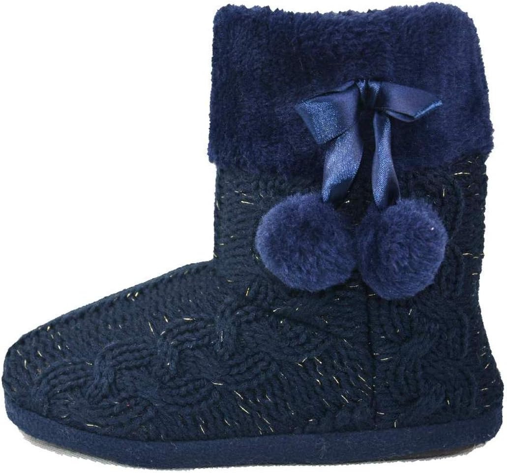 AIREE FAIREESlipper Boots Women Made from Faux Fur with Pom Poms – Features a Non Slip Sole – The Perfect Warm Ladies Fluffy Slippers