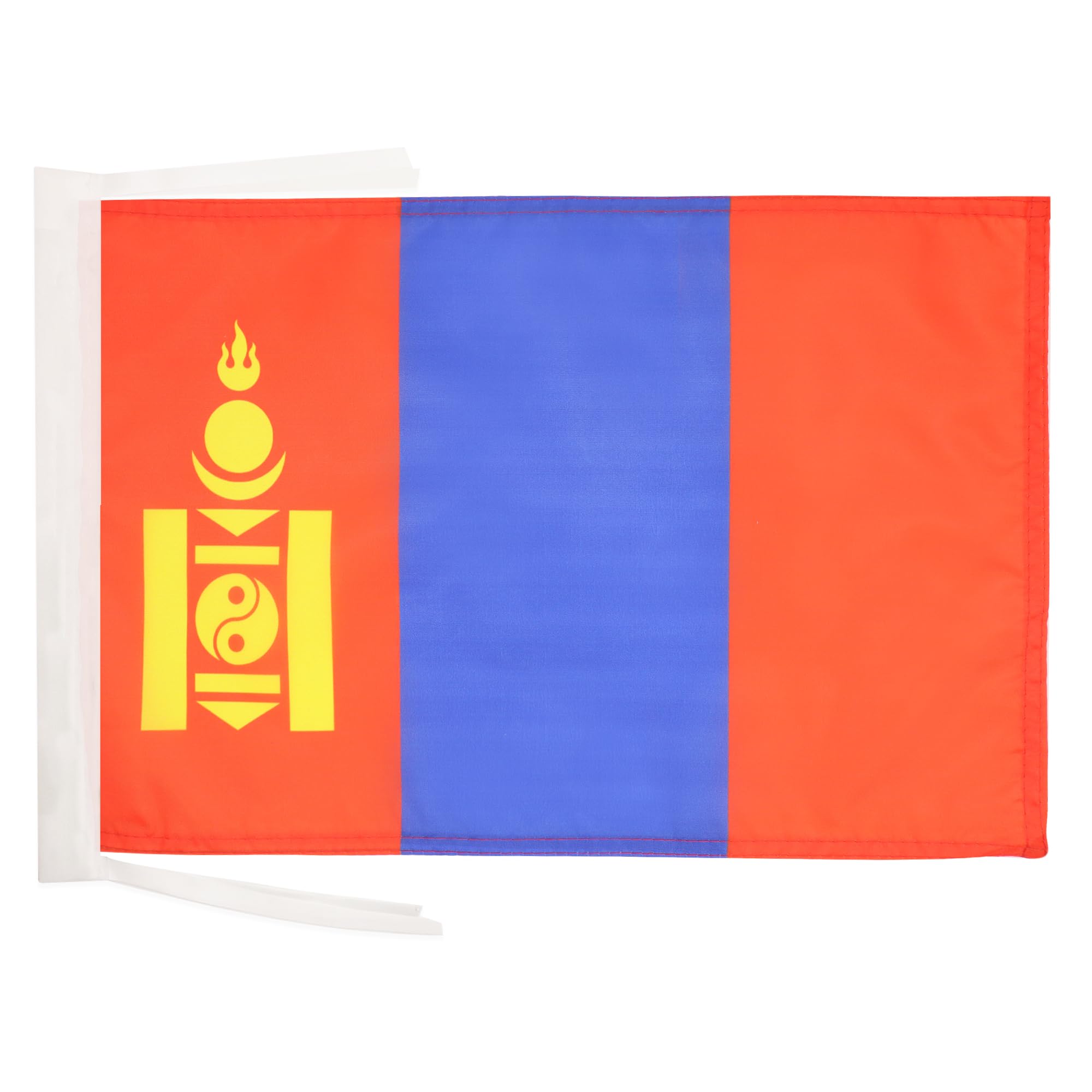 AZ FLAG - Mongolia Flag - 18'' x 12'' - 100% Polyester Mongolian Small Banner with Two Cords - Fade Resistant - Vivid Colors - 18x12 in - 45x30 Cm — image 1