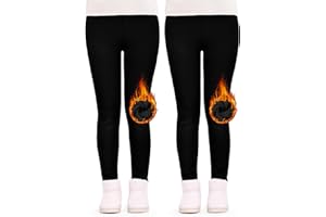 JOCMIC Girls Fleece Lined Leggings Winter Pants Thick and Warm Pack of 2