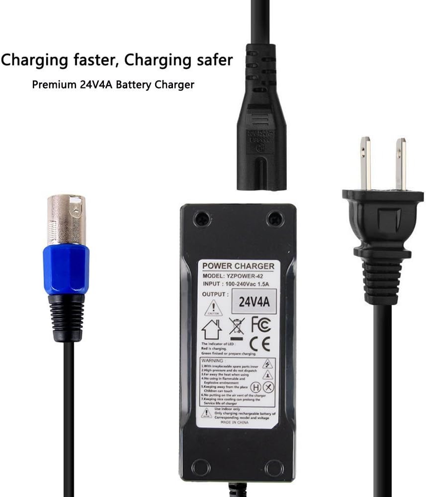 Abakoo New 24 Volt 4A 96W XLR Mobility Battery Charger for Jazzy Power Chair Go-Go Mobility Wheelchair Electric Pride Mobility Wheelchair Battery Charger mpv5 Auto XLR: Sports & Outdoors