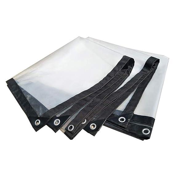 GUHAIBO Transparente Plane mit Ösen - Wasserdichte Abdeckplane Gewebeplane Abdeckung im Freien umkehrbar, reißfest und reißfe