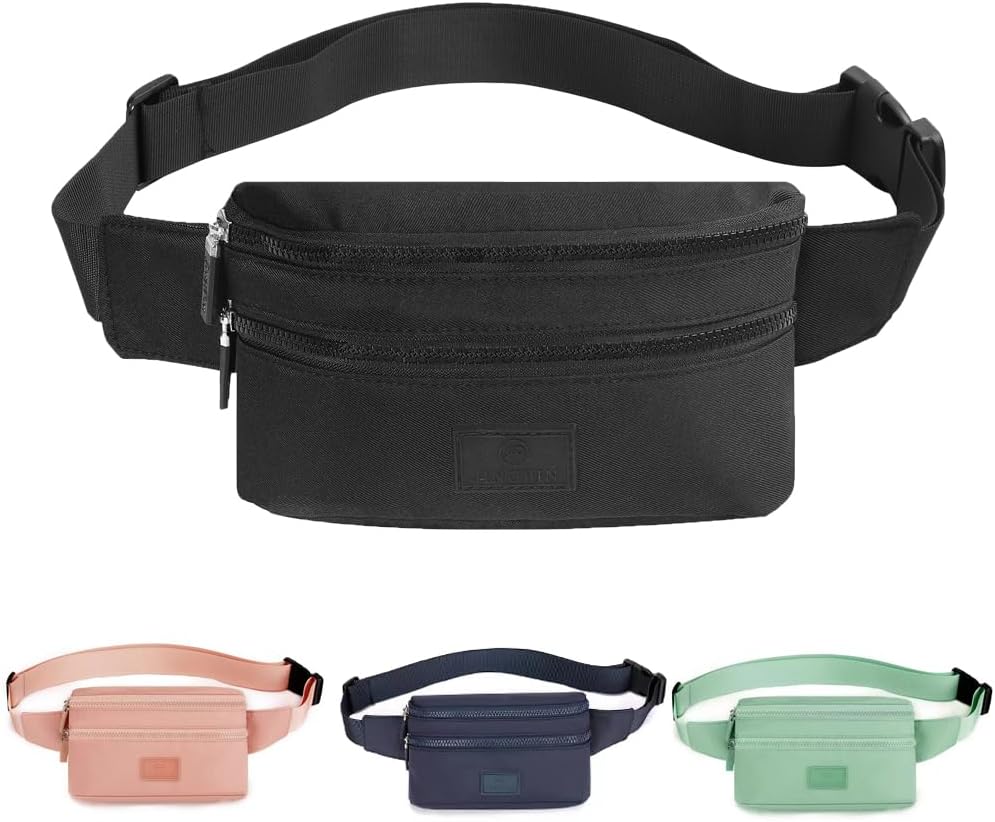 Hongking Bumbags Waist Fanny Pack Adjustable Belt for Sport Hiking Black