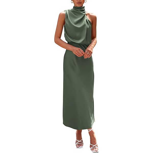 vince camuto halter tie neck a-line dress Vince Camuto Sleeveless Tie Halter Neck Ruffle Satin Gown main image 0