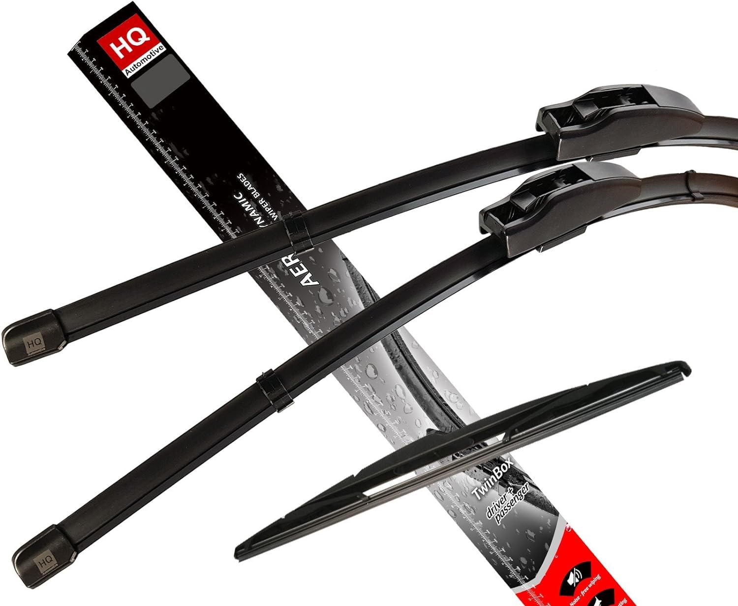 Front & Rear kit of Aero Flat Windscreen Wiper Blades AD02-621|HQ14A