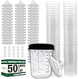 Disposable Paint Spray Gun Cups Liners and Lid System 50 Cup Liners, 50 Lids, 1 Hard Cup with Retainer Ring and 20 Plugs - Compatible with Original 1.0 System (not 2.0) (400ml | 13.5oz | 125 Micron)