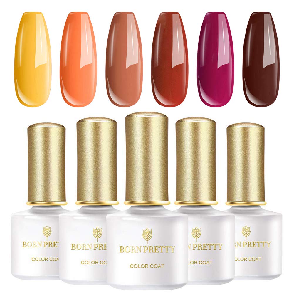BORN PRETTY Gel Polish Pumpkin Color Series Soak Off Nail Varnish UV Gel Varnish 6ml 6 Bottles Set