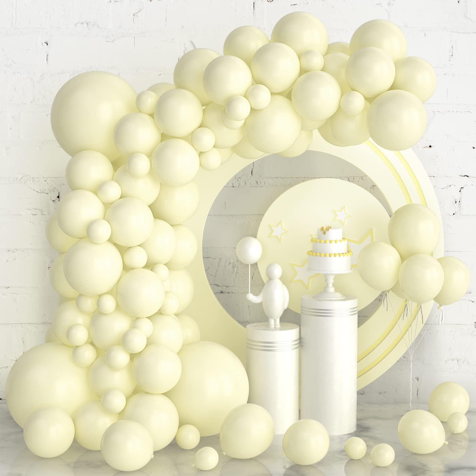 Ousuga Macaron Yellow Balloon Garland Arch Kit - 105 Pcs Different Sizes 5 10 12 18 Inch for Birthday Baby Shower Wedding Party Decor