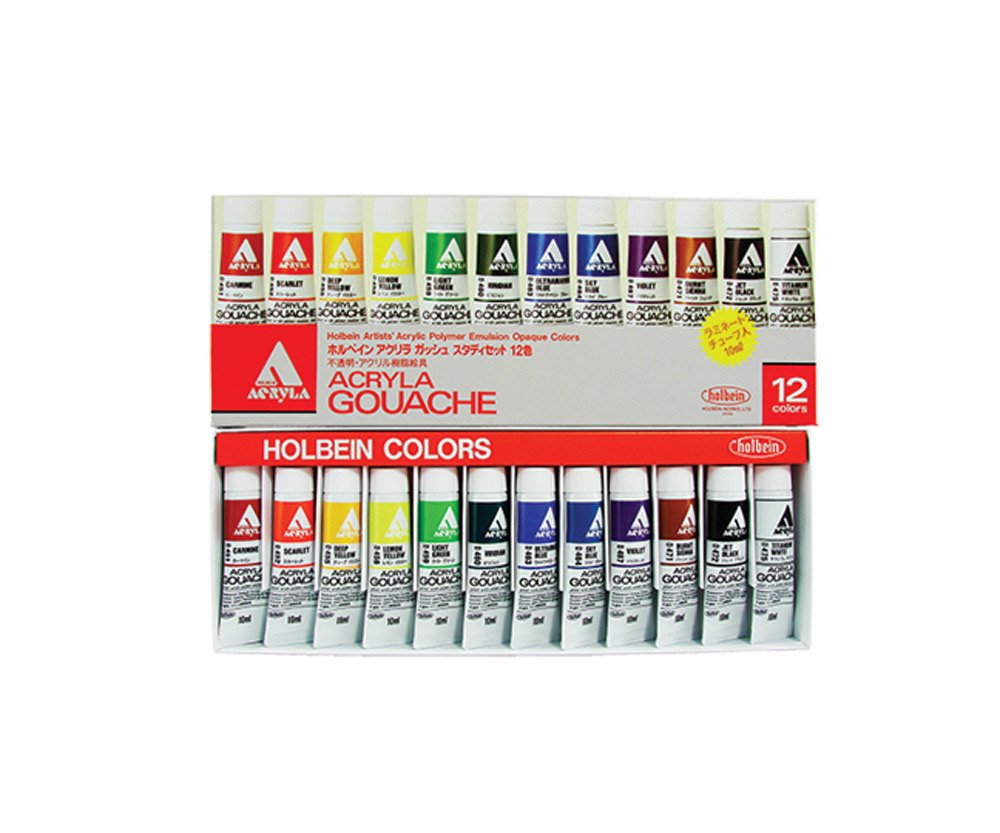 12 Colors Holbein acrylic la gouache set study set (japan import)