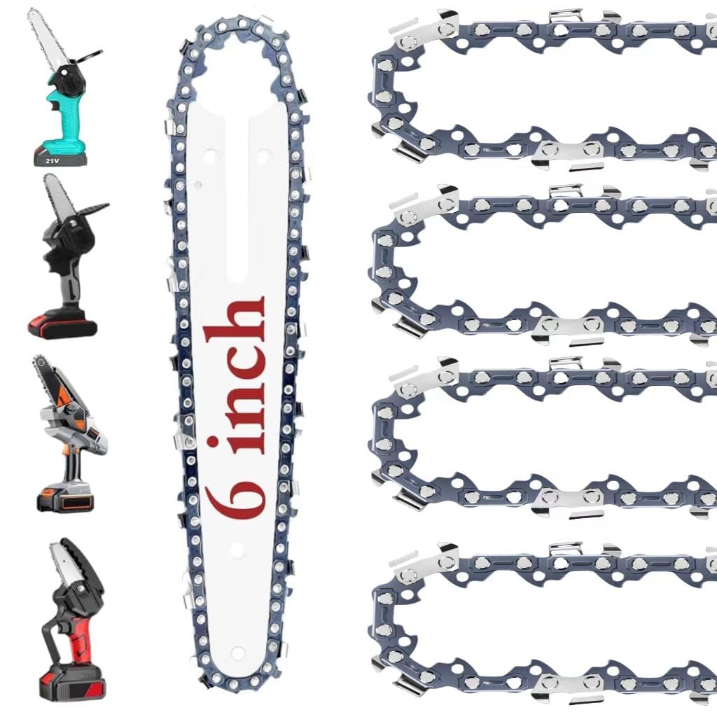 Photo 1 of 5 Pack 6 Inch Mini Chainsaw Chain 37 Drive Links 1/4LP .043, 6 Inch Replacement Chains for Cordless Electric Portable Mini Chainsaw For Pruning Shears Wood Cutting