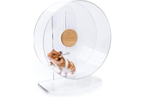 Niteangel Silent Hamster Exercise Wheel - Dual-Bearing Quiet Spinning Acrylic Hamster Running Wheel for Hamster Gerbils Mice Degus Or Other Small Animals (Medium - Wider Version)