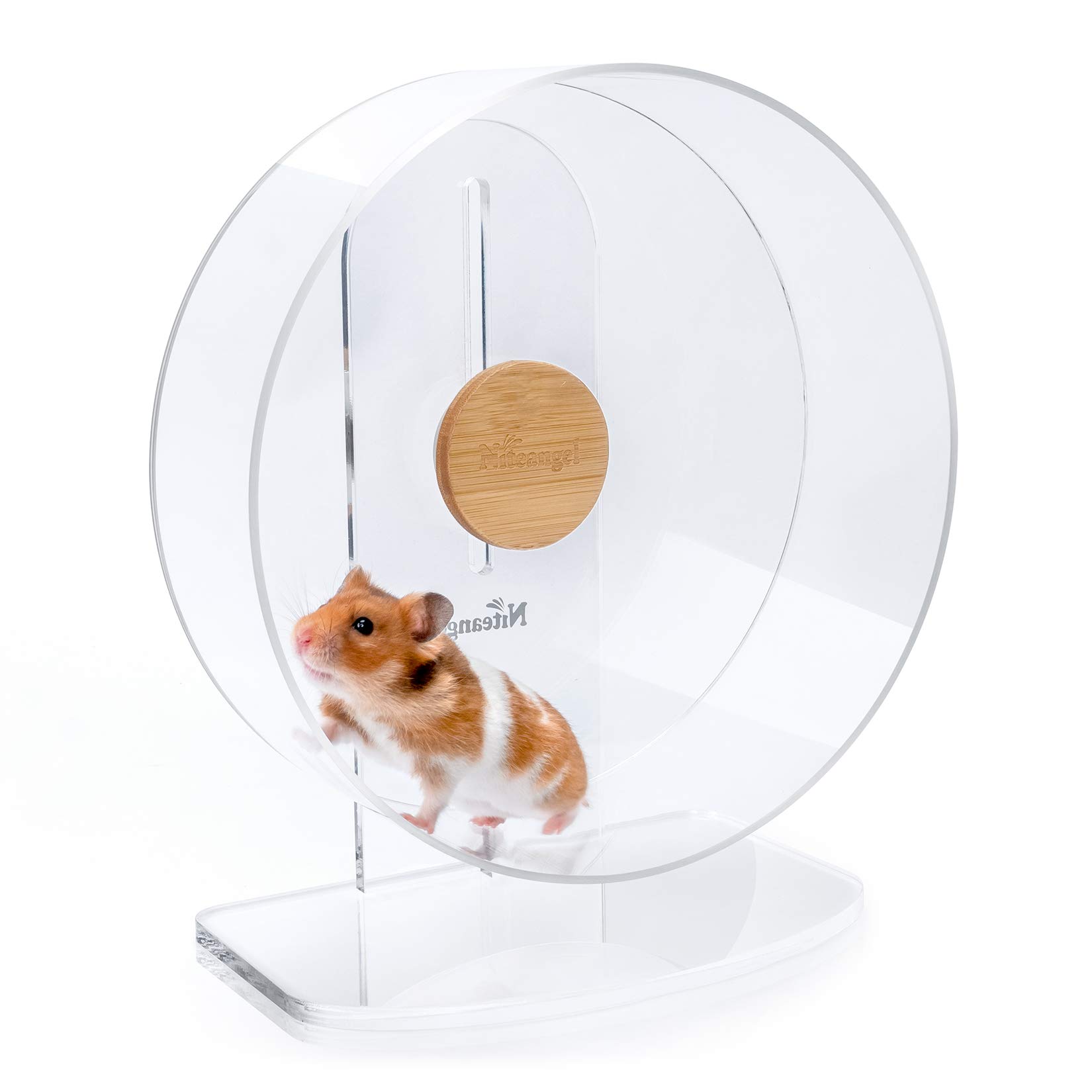 Niteangel Silent Hamster Exercise Wheel - Dual-Bearing Quiet Spinning Acrylic Running Wheel for Hamster Gerbils Mice Degus Or Other Small Animals