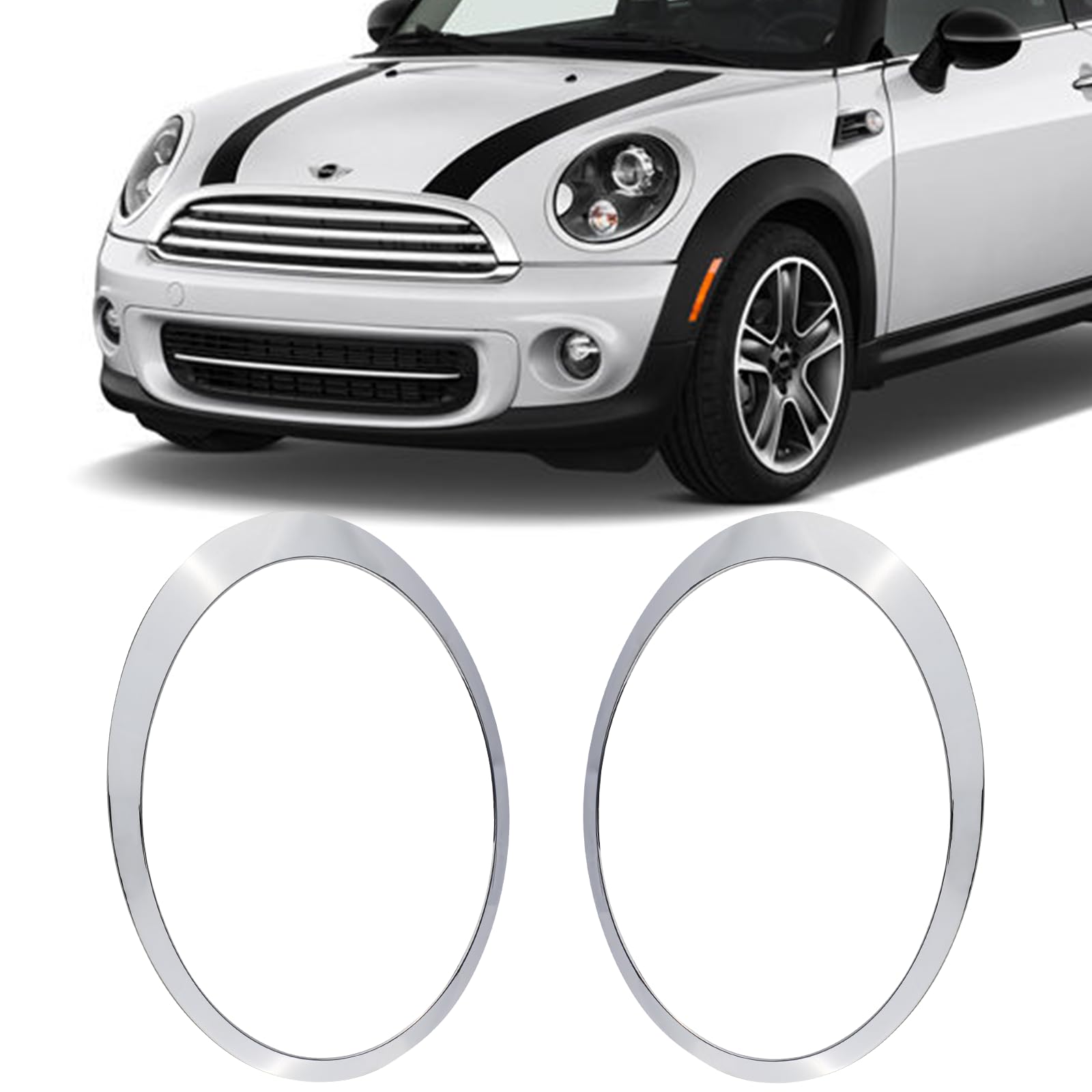Photo 1 of Osompar Headlight Trim Ring Headlamp Bezel Compatible with 2007-2015 Mini Cooper R55 R56 R57 R58 R59 Replaces 51137149905 51137149906 Chrome Pair Driver Passenger Side