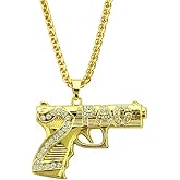 Rockyu Necklace, Men's Brand, Long Gun Necklace, Hip Hop, Stainless Steel Chain, Machine Gun Pendant, Cool Necklace, Titanium, Allergy Friendly, Accessory