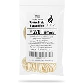 EFM Square Braid Cotton Candle Wick - #2/0 Wicking &ndash; Unwaxed, Raw Wick for Beeswax Candle Making