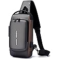 HOXSURY Sling Backpack USB Anti-Theft Waterproof Chest Daypack Casual Shoulder Bag (Grey)
