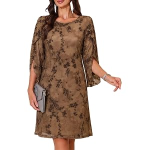 oten Women's Floral Print Mesh A Line Cocktail Dress with Flutter Sleeves | Stretch Fabric, Soft Lined Interior, Elegant Flor