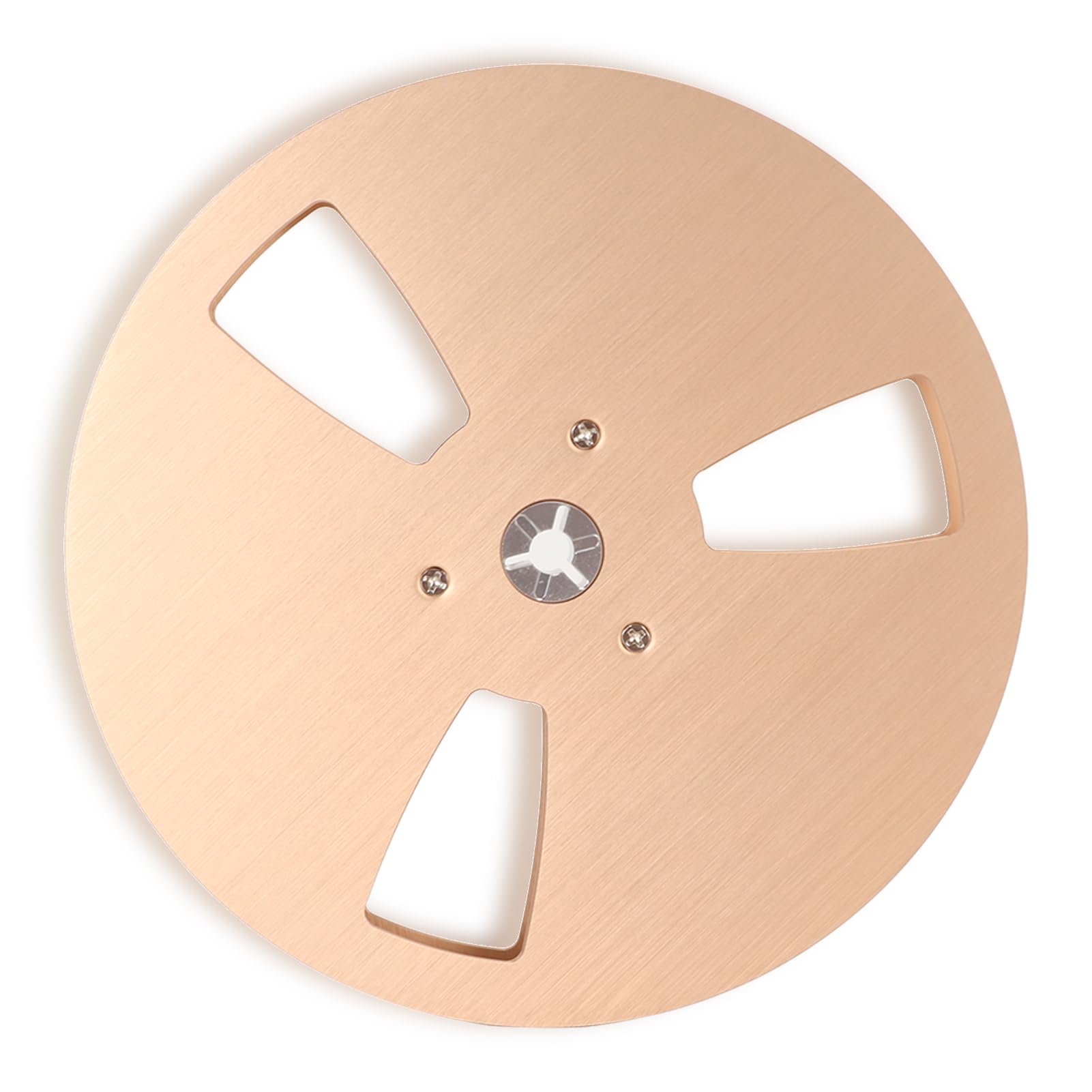 Yunir Empty Take up Reel, 1/4 7 Inch 3 Hole Tape Reel, Opening Aluminum Alloy Universal Reel Replacement Machine Part Opener Empty Plate, for Reel to Reel, for TEAC (Gold)