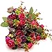 Grunyia Artificial Fake Flowers Silk Tiny Rose Flowers Wedding Bridal Bouquet Home Decoration,Pack of 4(Wine Red)