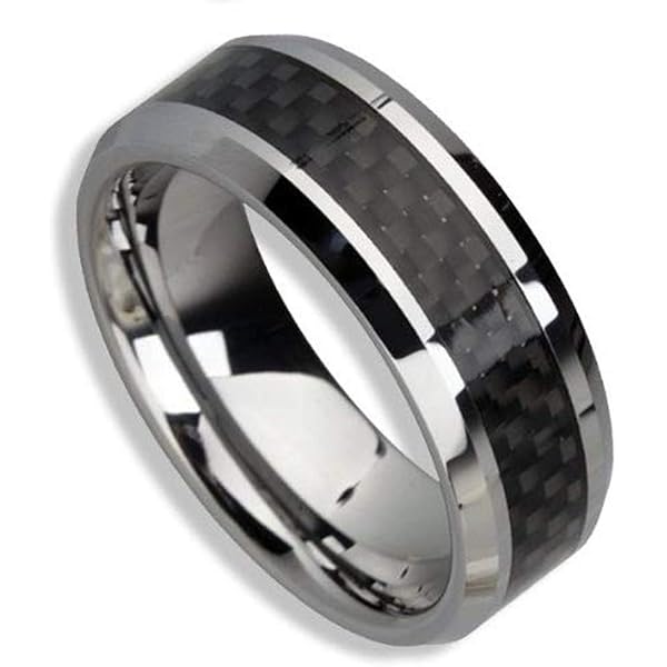 8mm Tungsten Carbide Men's Wedding Band - Black Dome Comfort Fit Ring In Brushed Matte, Size 10.5 - View #12