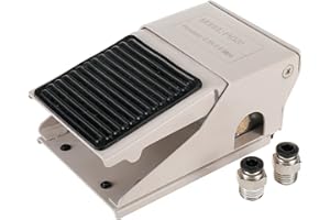 LuckyHigh Pneumatic Foot Pedal Valve 1/4"NPT Threaded 3 Way 2 Position 145 PSI Pressure Rubber Nonslip Foot Pedal Valve Kit with 2pcs 6mm Air Pneumatic Fittings